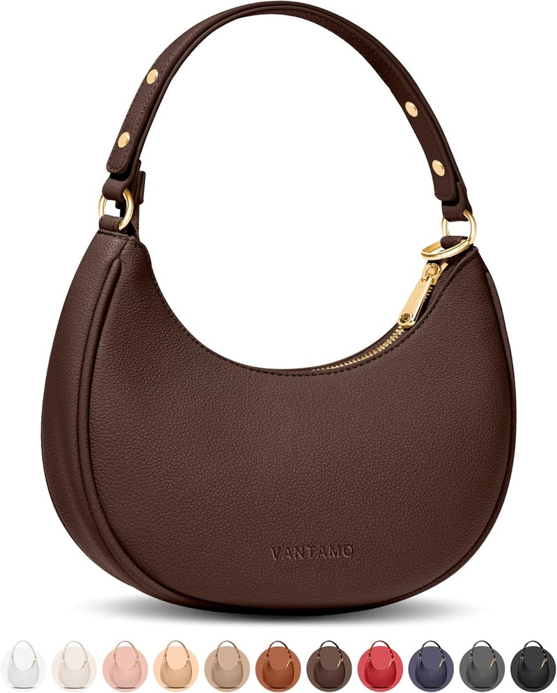 Vantamo Crescent Bags For Women with RFID Protection, Half Moon Clutch Purses for Women with Anti-Theft Clip for Extra Safety - Image 1